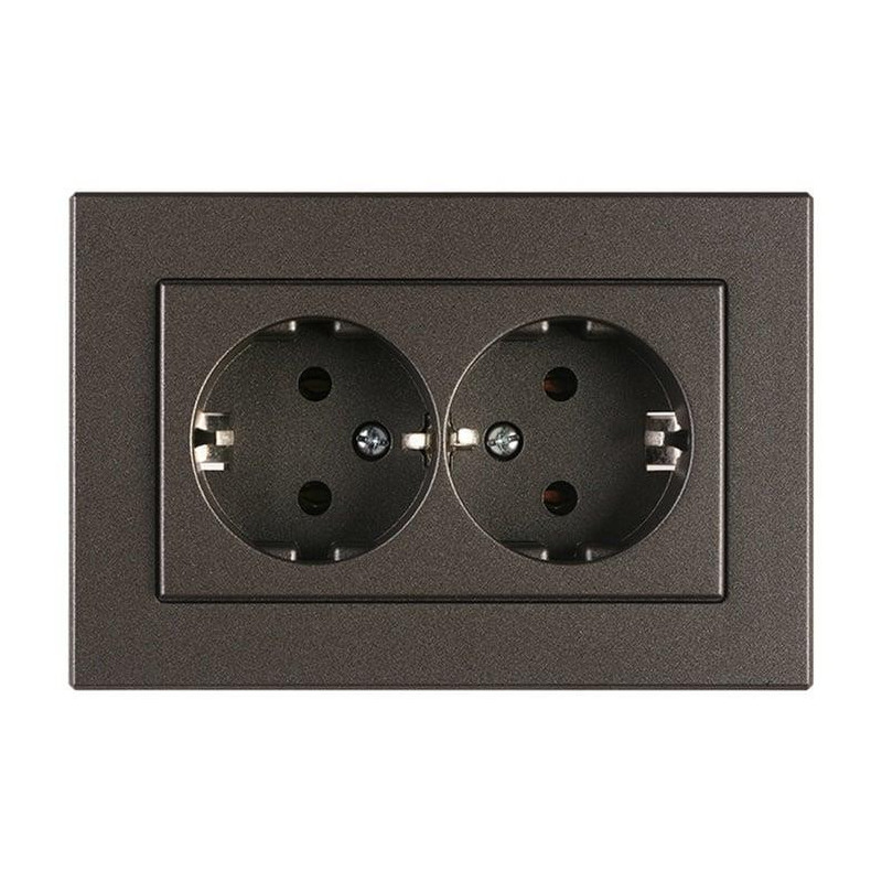 SOCKET DOUBLE FLUSH EARTH-D BLACK XP