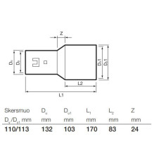 Jungtis su drenažiniu vamzdžiu Wavin, Ø 110 / 113 mm Jungtis su drenažiniu vamzdžiu Wavin, Ø 110 / 113 mm