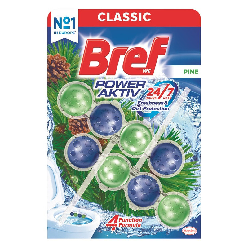 WC valiklis-gaiviklis BREF POWER AKTIV PINE, 2×50 g