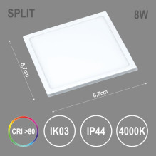 Įmontuojamas šviestuvas Tope Split SQ NW, 8W, LED, 4000K Įmontuojamas šviestuvas Tope Split SQ NW, 8W, LED, 4000K
