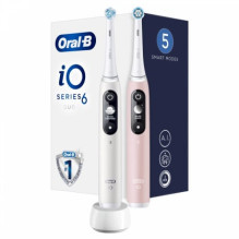 „Oral-B iO6“ serijos „Duo“ balta / rožinė smėlio spalvos