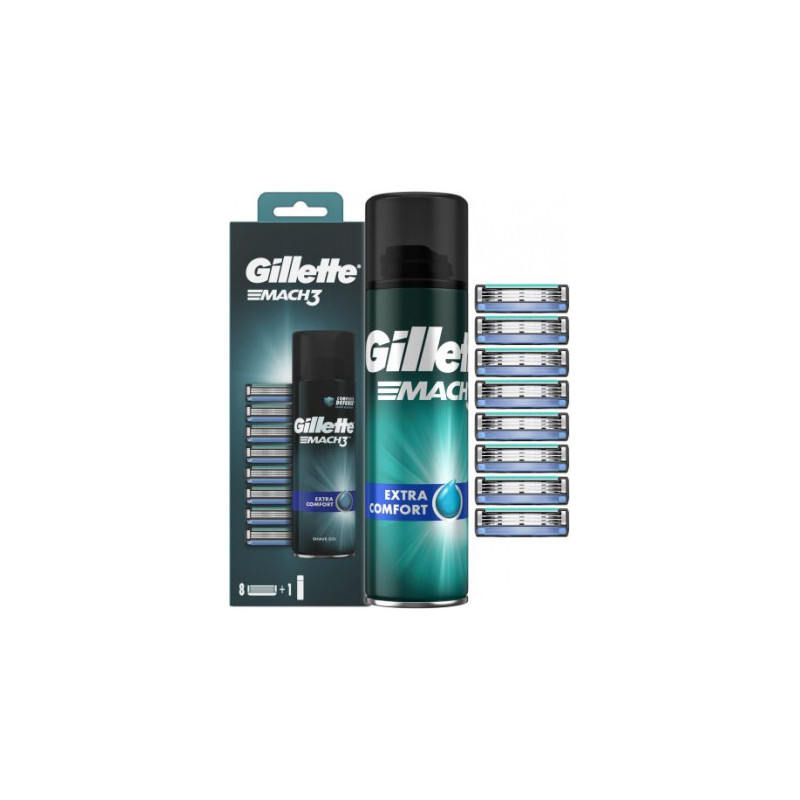 Gillette Mach3 8 vnt. + Mach3 gelis 200 ml