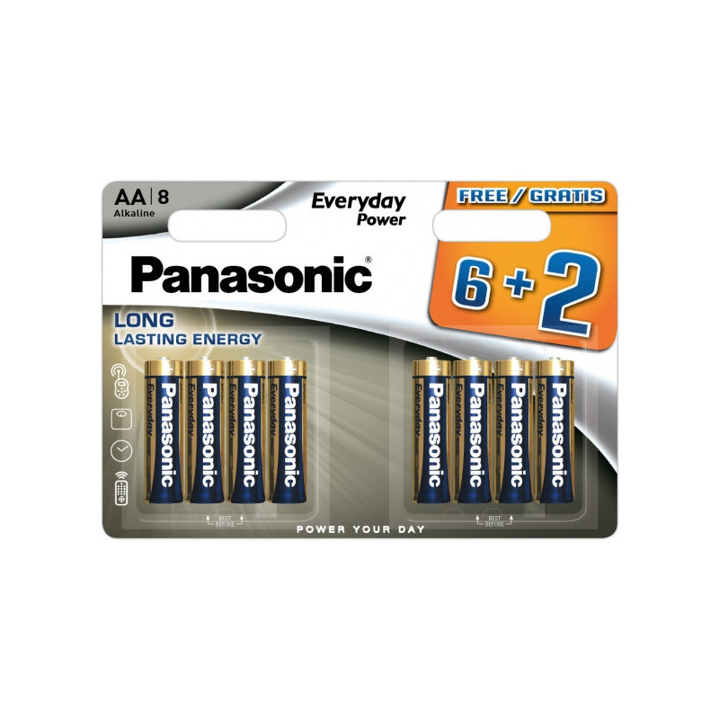„Panasonic Everyday Power LR6EPS“ / 8B 6+2 vnt. pakuotė