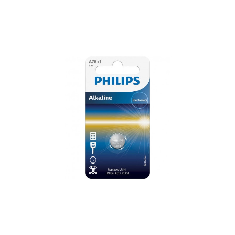 „Philips A76 / 01B“ mini šarminės LR44 baterijos / 1 vnt.