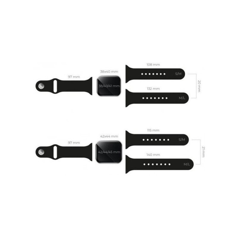 „Fusion Accessories“ 38 / 40 / 41 / mm juodas silikoninis dirželis M / L