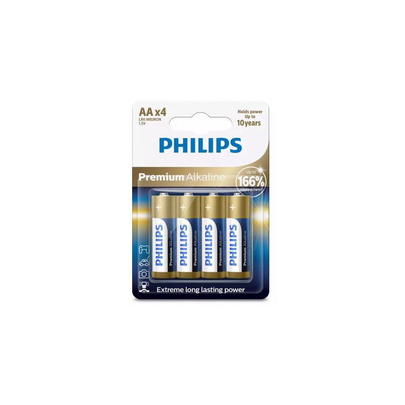 „Philips LR6M4B“ / 10 aukščiausios kokybės šarminių baterijų, 4 vnt.