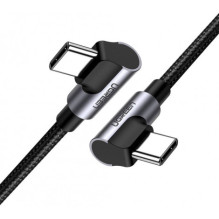Ugreen US323 USB-C į USB-C kampinis kabelis PD 3A 60W 1m juodas