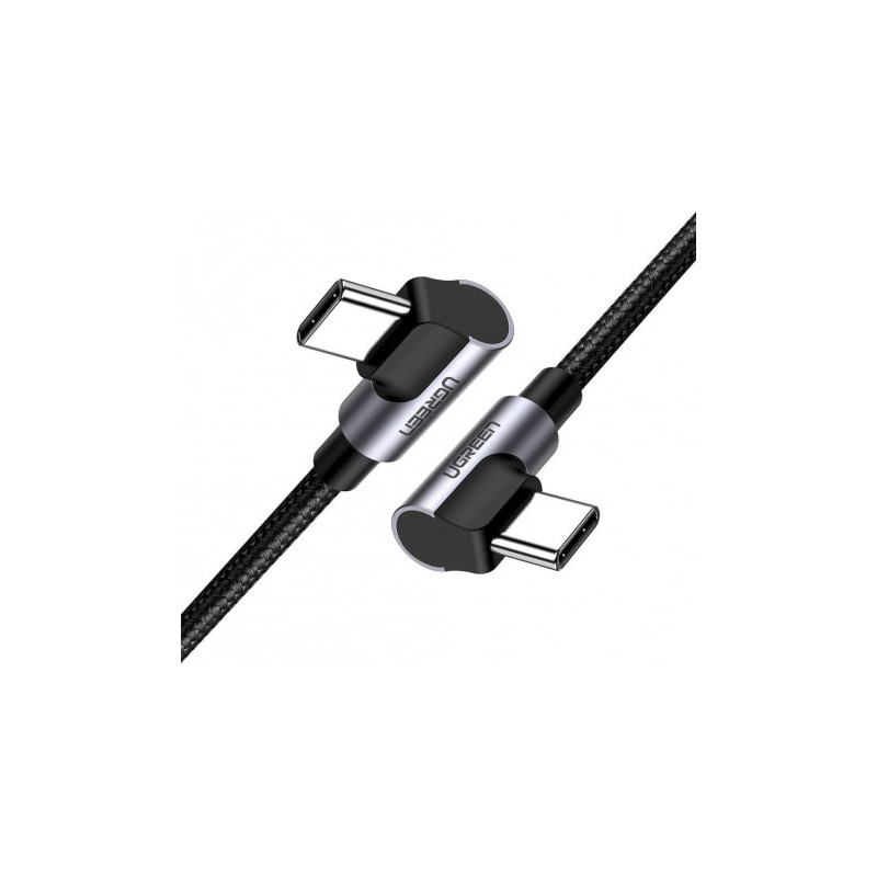 Ugreen US323 USB-C į USB-C kampinis kabelis PD 3A 60W 1m juodas
