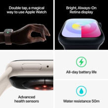 „Apple Watch Series 9 Cellular“ 45 mm „Starlight“ / „Starlight“ sportinis dirželis „Apple Watch Series 9 Cellular“ 45 mm „Starlight“ / „Starlight“ sportinis dirželis