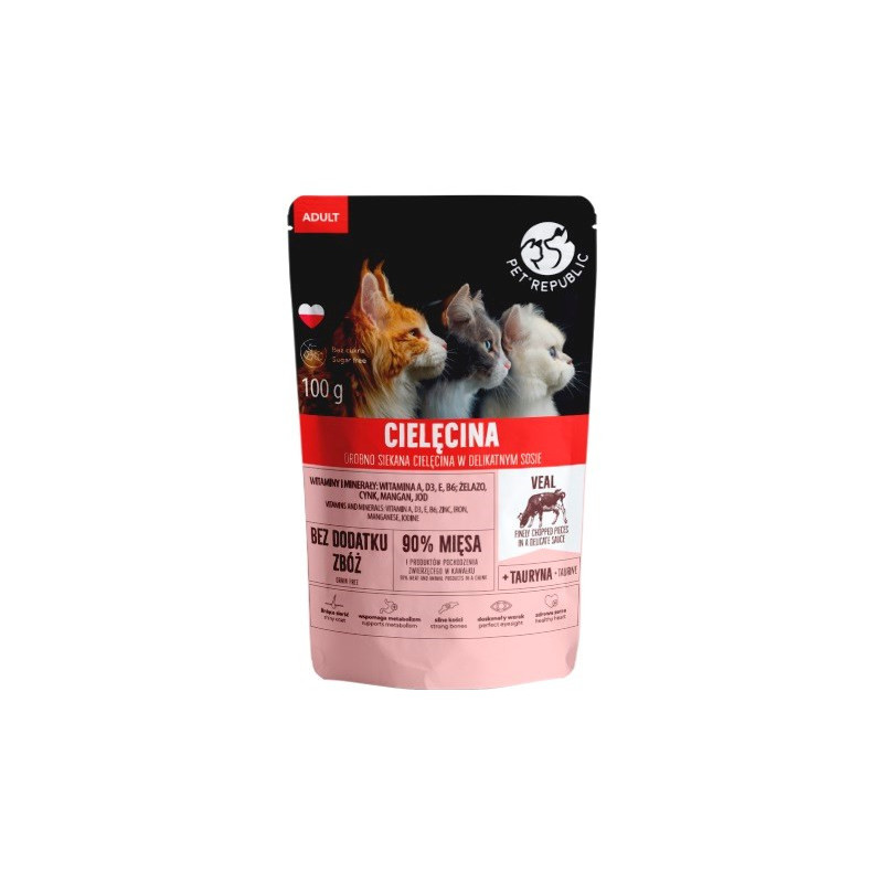 PET REPUBLIC Adult Finely chopped veal - wet cat food - 100 g
