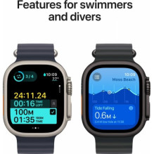 „Apple Watch Ultra 2 GPS + Cellular“, 49 mm, titano dėklas / mėlynas „Trail Loop“, M / L dydžio