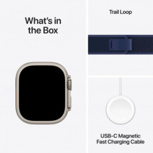 „Apple Watch Ultra 2 GPS + Cellular“, 49 mm, titano dėklas / mėlynas „Trail Loop“, M / L dydžio
