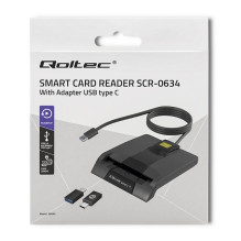 Qoltec 50634 Intelligent Smart ID chip card reader SCR-0634 , USB Type C