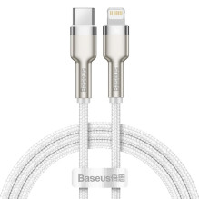 USB-C laidas į „Lightning“ jungtį „Baseus Cafule“, baltas, maitinimo šaltinis, 20 W, 1 m (baltas)