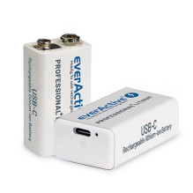 Rechargeable battery everActive 6F22 / 9V Li-ion 550 mAh with USB TYPE C Rechargeable battery everActive 6F22 / 9V Li-ion 550 mAh with USB TYPE C