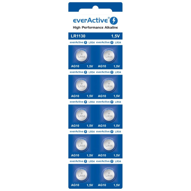 Mini šarminės baterijos „everActive G10 LR1130 LR54“ 10 vnt.