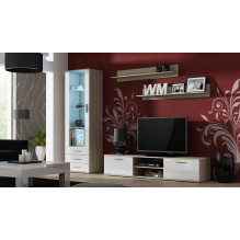 Vitrina „Cama SOHO S1“ (sonoma ąžuolas / balta blizgi)
