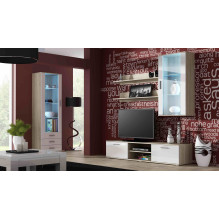 Vitrina „Cama SOHO S1“ (sonoma ąžuolas / balta blizgi)