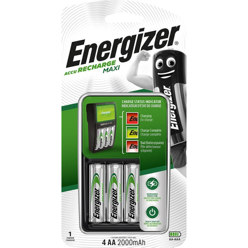ENERGIZER Maxi ACCU HR6 POW akumuliatorių įkroviklis + 2 AA 2000 mAh baterijos