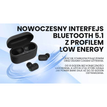 Savio TWS-09 IPX5 ausinės belaidės, į ausis įdedamos, su muzikos grotuvu, „Bluetooth“, juodos