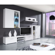 Pakabinama vitrina „Cama“ SAMBA, balta / balta blizgi