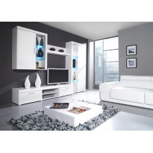 Pakabinama vitrina „Cama“ SAMBA, balta / balta blizgi
