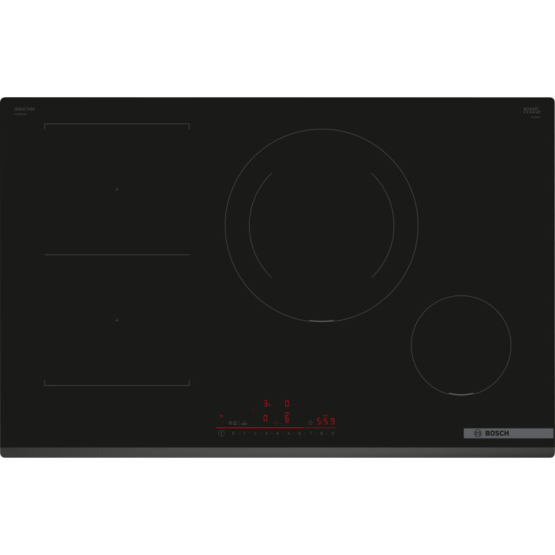 „Bosch Serie 6 PVS831HB1E“ kaitlentė, juoda, įmontuojama, 80 cm, zoninė indukcinė kaitlentė, 4 zona(-os),