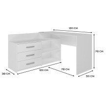Topeshop DANY BIEL KPL kompiuterio stalas, baltas