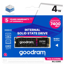 „Goodram PX700 SSD“ SSDPR-PX700-04T-80 vidinis SSD diskas 4 TB M.2 PCI Express 4.0 NVMe 3D NAND „Goodram PX700 SSD“ SSDPR-PX700-04T-80 vidinis SSD diskas 4 TB M.2 PCI Express 4.0 NVMe 3D NAND