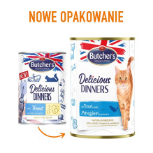 BUTCHER'S Delicious Dinners Pieces with trout in jelly - wet cat food - 400g BUTCHER'S Delicious Dinners Pieces with trout in jelly - wet cat food - 400g
