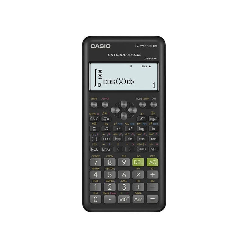 CASIO CALCULATOR SCIENTIFIC FX-570ESPLUS-2-B, 417 FUNCTIONS, 77X162MM, BLACK
