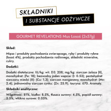 PURINA Gourmet Revelations lašiša - šlapias kačių ėdalas - 2 x 57 g PURINA Gourmet Revelations lašiša - šlapias kačių ėdalas - 2 x 57 g