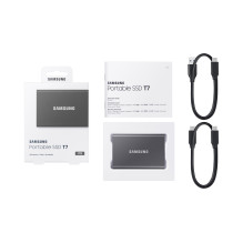 Nešiojamas SSD diskas „Samsung T7 1 TB“ su USB C tipo 3.2 kartos 2 (3.1 kartos 2) pilkas Nešiojamas SSD diskas „Samsung T7 1 TB“ su USB C tipo 3.2 kartos 2 (3.1 kartos 2) pilkas