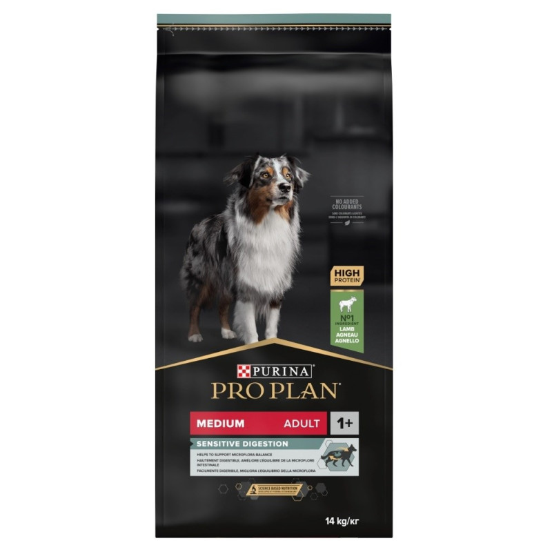 „Purina Medium Adult Sensitive Digestive“ su ėriena, 14 kg