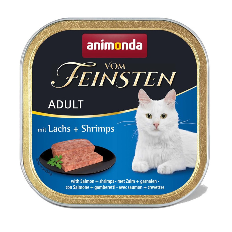 ANIMONDA Vom Feinsten šlapias kačių ėdalas suaugusioms katėms su lašiša ir krevetėmis, 100 g