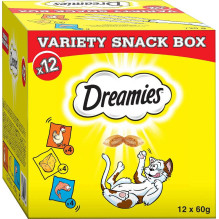 DREAMIES įvairių užkandžių dėžutė - kačių skanėstai - 12 x 60 g DREAMIES įvairių užkandžių dėžutė - kačių skanėstai - 12 x 60 g