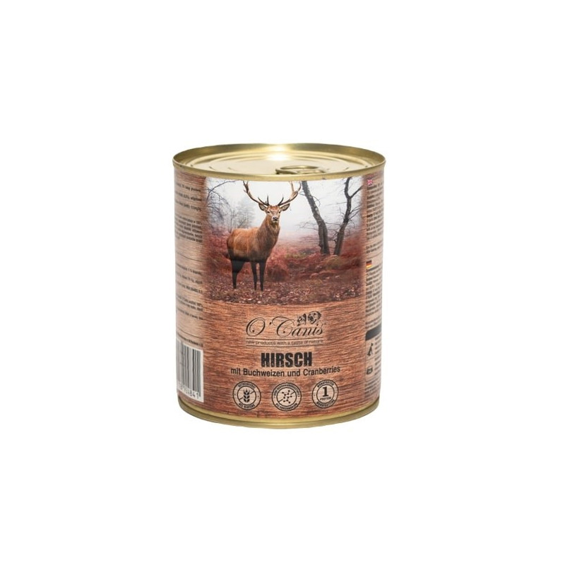 O\'CANIS konservuotas šunų ėdalas – šlapias ėdalas – elnienos ir grikių skonio – 800 g