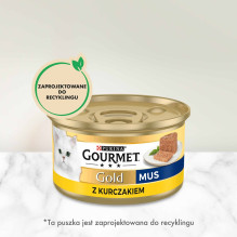 Purina Nestlé Gourmet Gold šlapias kačių ėdalas su lašiša ir vištiena, 85 g Purina Nestlé Gourmet Gold šlapias kačių ėdalas su lašiša ir vištiena, 85 g