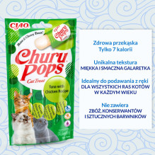 INABA Churu Pops Tuna with chicken - cat treats - 4x15 g INABA Churu Pops Tuna with chicken - cat treats - 4x15 g
