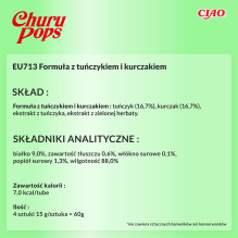 INABA Churu Pops Tunas su vištiena - kačių skanėstai - 4x15 g