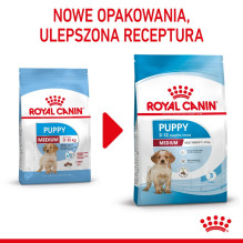 „Royal Canin Medium Puppy“ sausas maistas šuniukams, 4 kg, su kukurūzais ir paukštiena.
