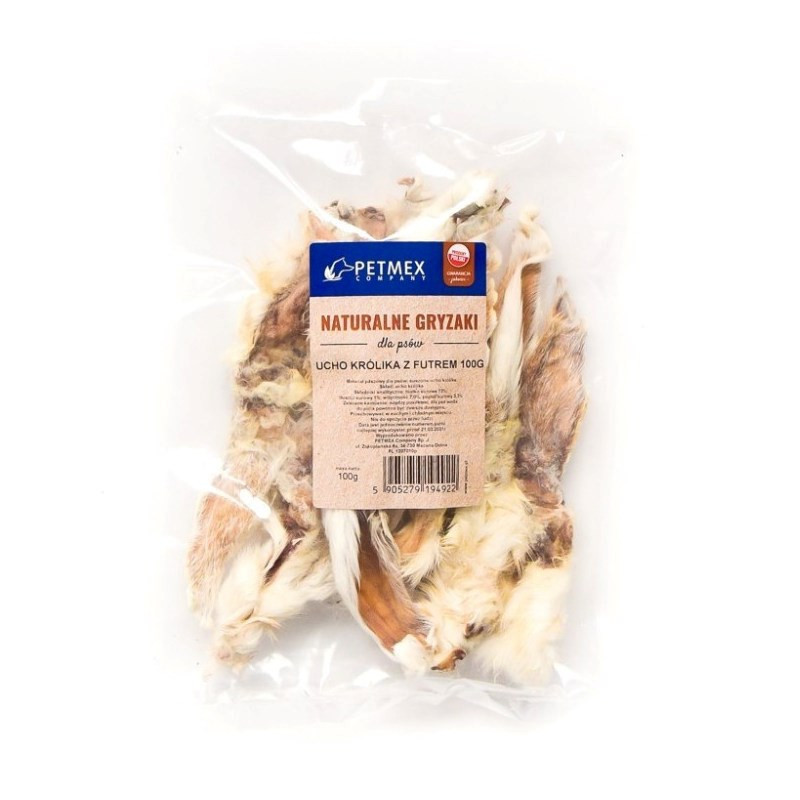PETMEX šunų kramtukas triušio ausims su kailiu 100 g