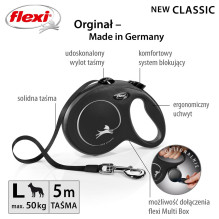 Flexi New Classic šunų ištraukiamas pavadėlis 5 m Flexi New Classic šunų ištraukiamas pavadėlis 5 m