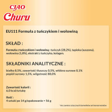 INABA Churu vištienos ir jautienos skanėstai katėms - 4 x 14 g INABA Churu vištienos ir jautienos skanėstai katėms - 4 x 14 g