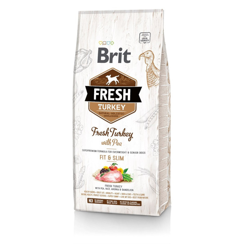 BRIT Fresh Turkey Pea Fit Slim - Sausas šunų ėdalas su kalakutiena ir žirneliais - 12 kg