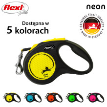 Flexi New NEON 5 m Black, Yellow Dog Retractable lead
