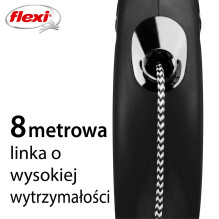 Flexi New CLASSIC 8 m juodos spalvos šunims skirtas ištraukiamas pavadėlis