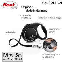 Flexi Black Design M 5 m šuns ištraukiamas pavadėlis Flexi Black Design M 5 m šuns ištraukiamas pavadėlis