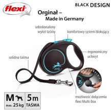 Flexi automatinis pavadėlis, juodas, M, 5 m, mėlynas Flexi automatinis pavadėlis, juodas, M, 5 m, mėlynas