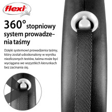 Flexi Black Design L 5 m šuns ištraukiamas pavadėlis